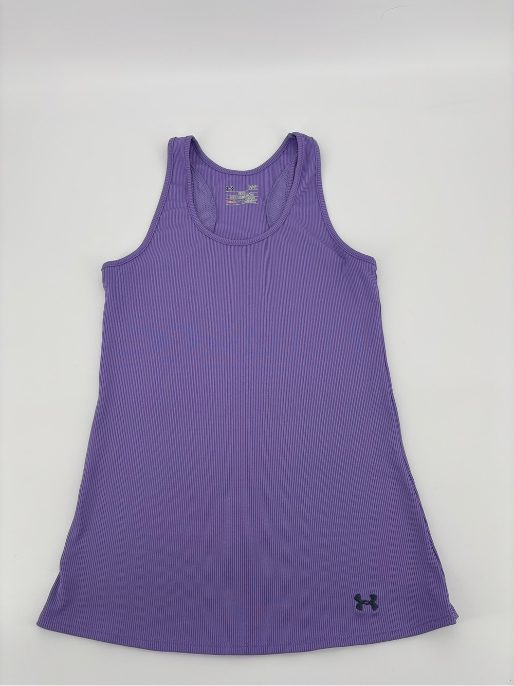 Under Armour HeatGear Tank Top Womens Large L Purple Ribbed Fitted Racerback